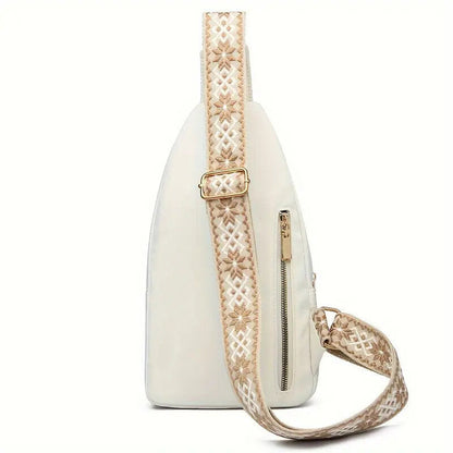 Vintage Style Women's Chest Bag,  Non-Waterproof Zippered Shoulder Messenger Bag For Commuting, Crossbody Bag