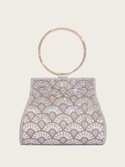 Dinner Bag Inlaid With Diamond PU European And American Chain