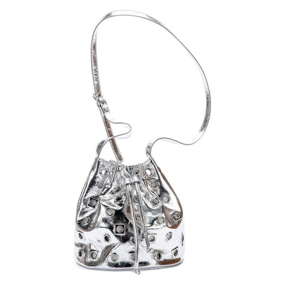 Suede Rivet Bucket Bag Hollow Crossbody Bag