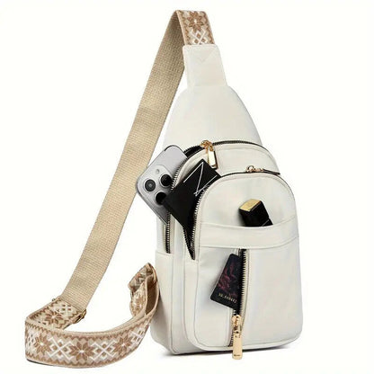 Vintage Style Women's Chest Bag,  Non-Waterproof Zippered Shoulder Messenger Bag For Commuting, Crossbody Bag